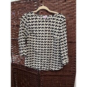 Pixley top Bixby Bird Print Tab Sleeve Blouse OFF WHITE S